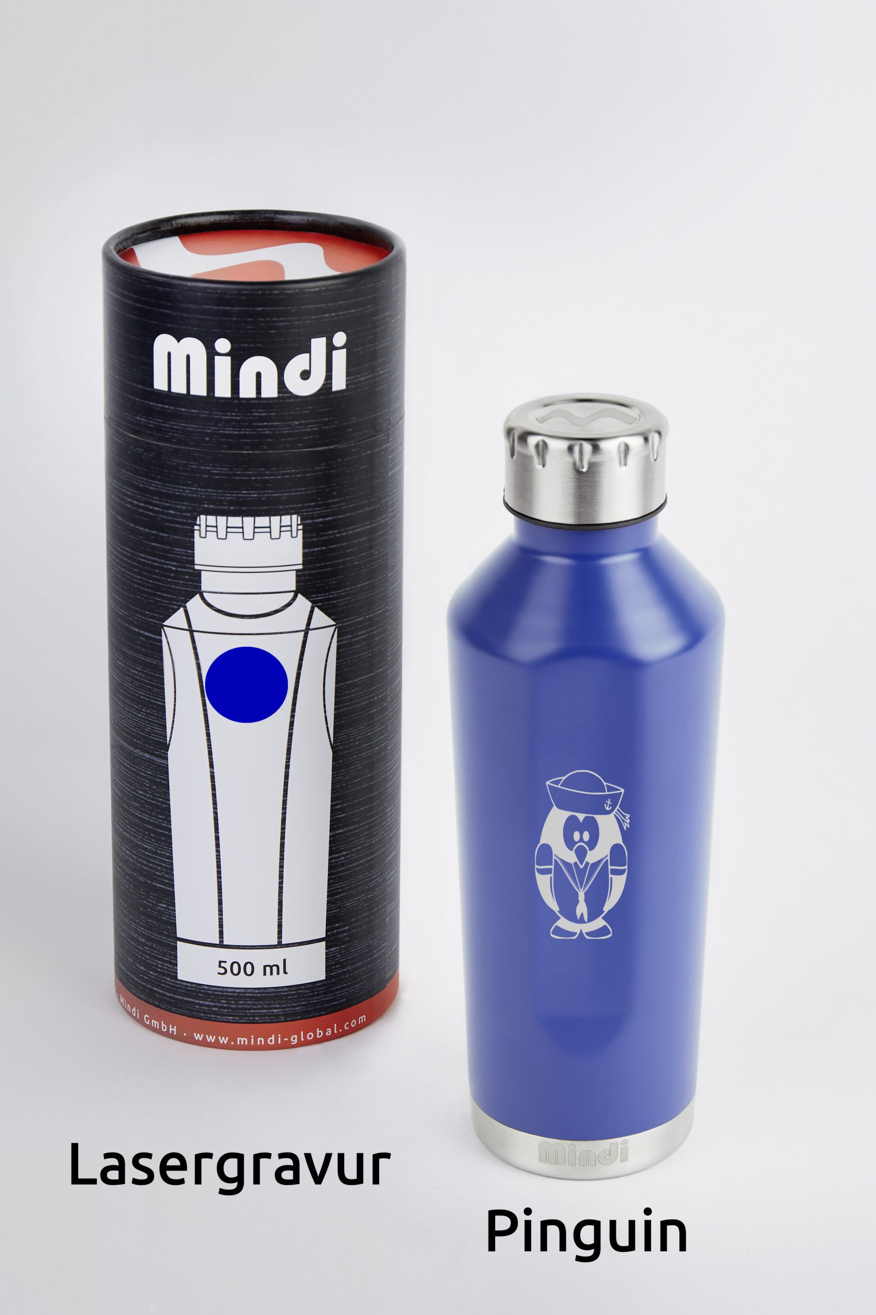 Vakuumisolierte Flasche "William", Edelstahl, graviert! – Bild 3